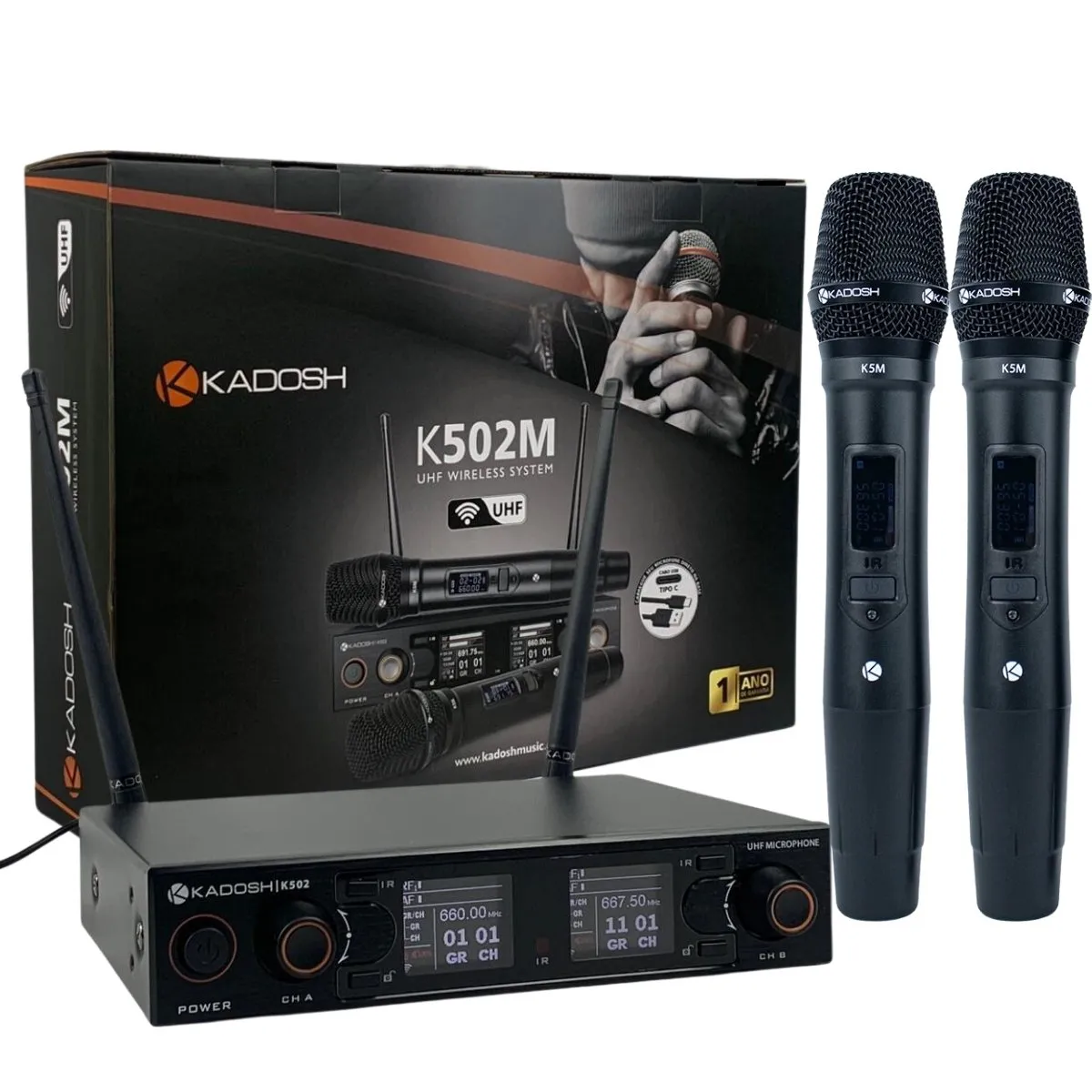 Microfone S/Fio Kadosh K-502M Preto